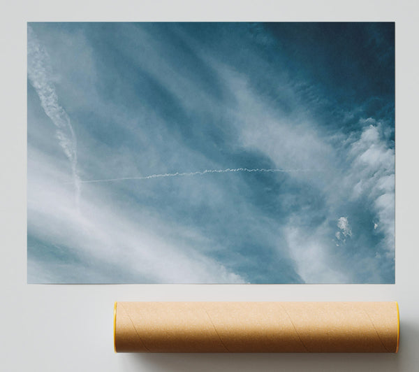 Teal Sky Trails Print