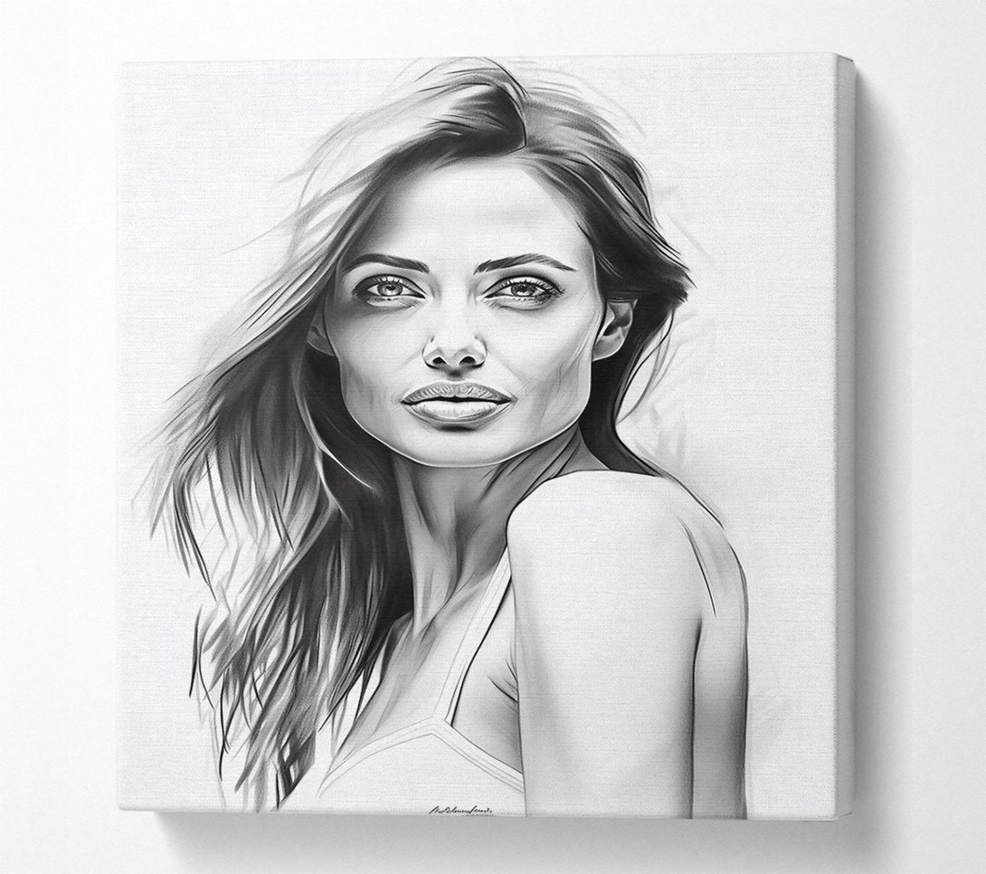  A Canvas Print of Gray Portrait Of A Woman Canvas Wall Art