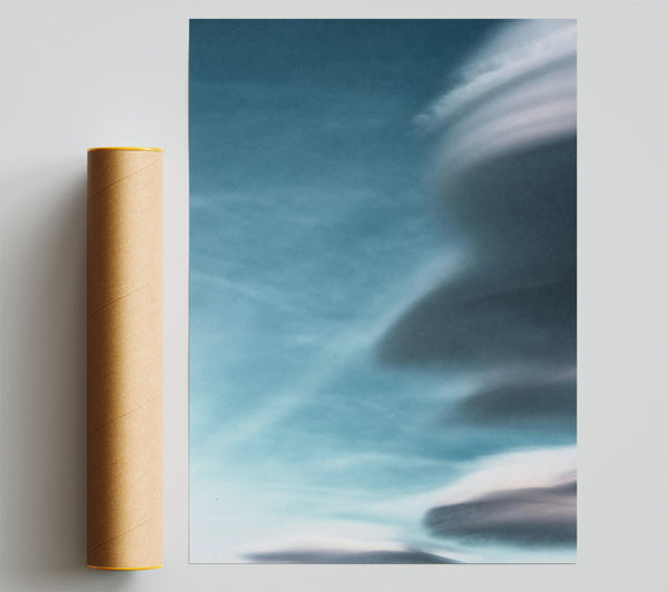 Azure Cloud Swirls Print