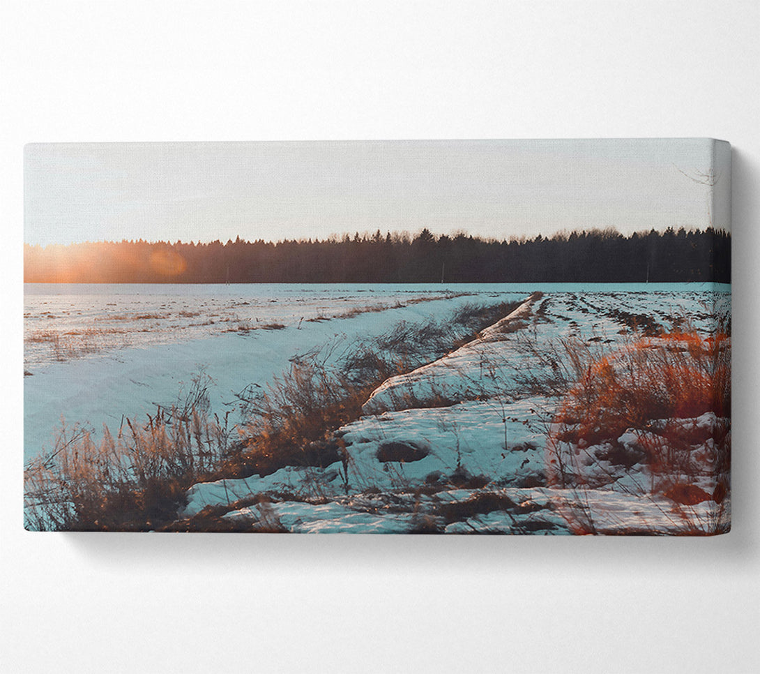  A Canvas Print of Golden Sunset Snow Canvas Print