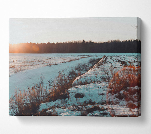  A Canvas Print of Golden Sunset Snow Canvas Print