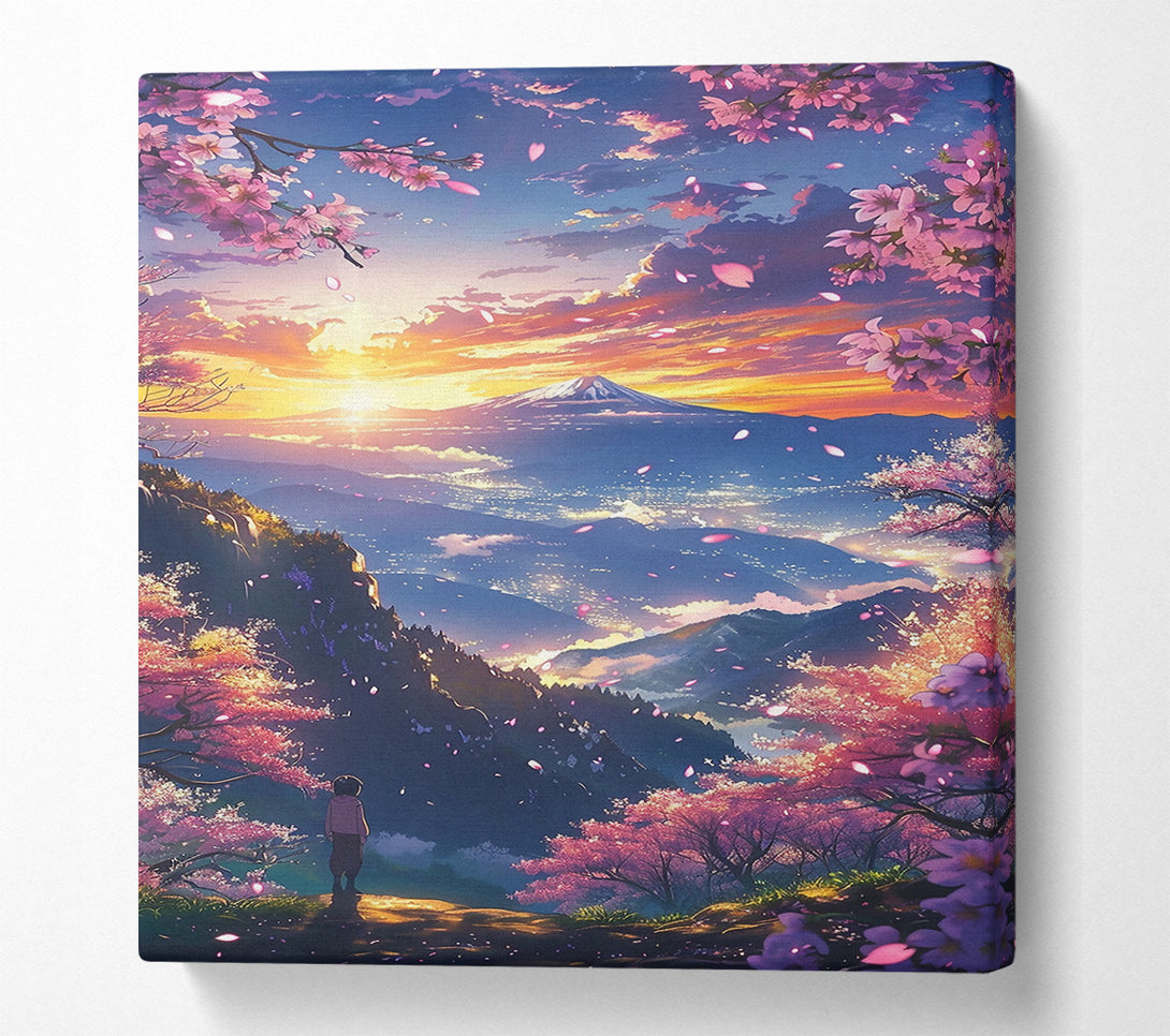 A Canvas Print of Pink Sunset Mountain View Canvas Wall Art