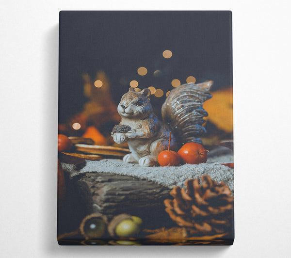  A Canvas Print of Golden Squirrel With Berries Canvas Wall Art