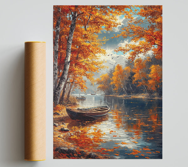 Golden Autumn River Poster