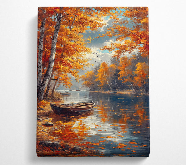  A Canvas Print of Golden Autumn River Canvas Wall Art