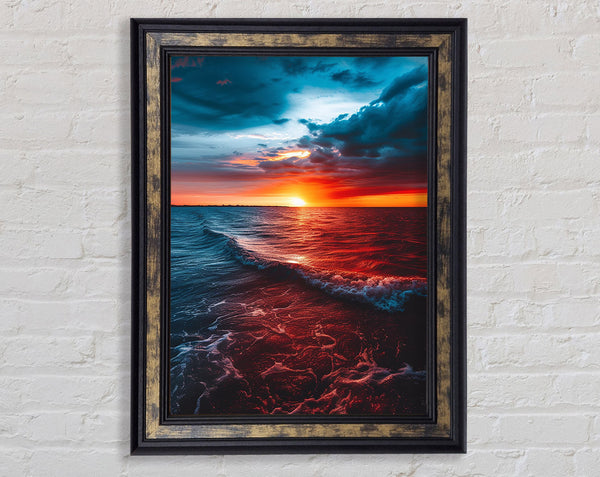 Fire Sunset Horizon Framed Print