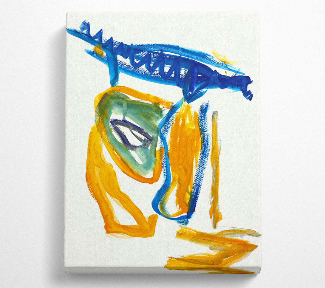  A Canvas Print of Golden Blue Abstract Canvas Print