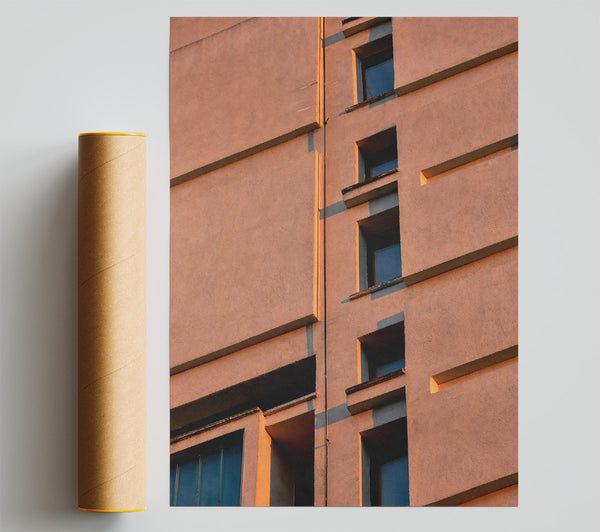 Peach Building Shadows Giclee Print