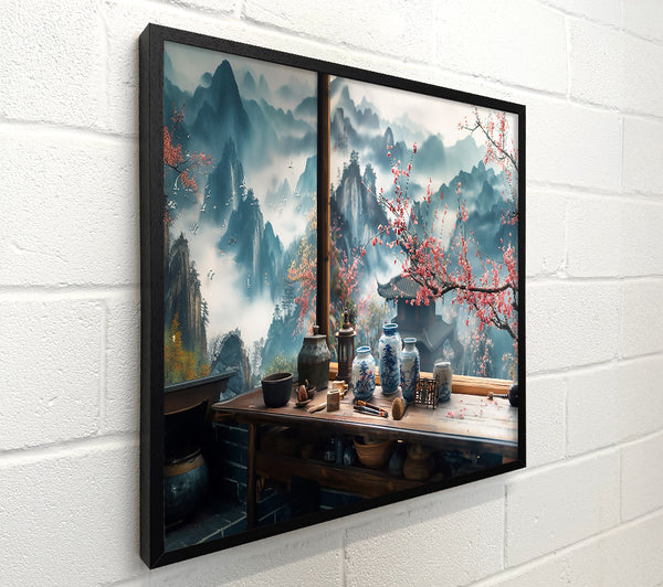 Blue Vases And Mountains