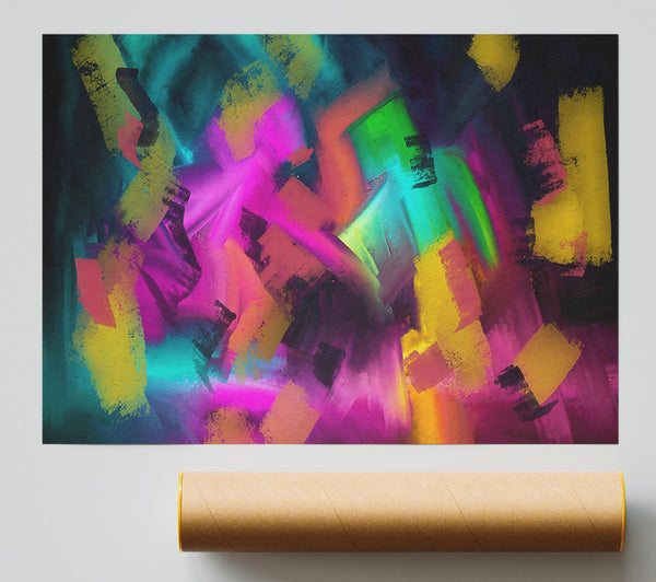 Golden Magenta Strokes Giclee Print