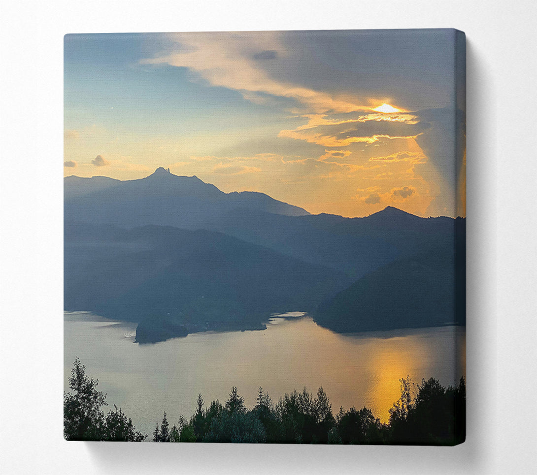  A Canvas Print of Golden Mountain Sunset Canvas Print