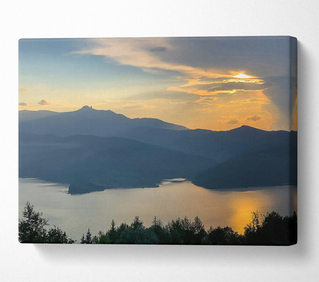  A Canvas Print of Golden Mountain Sunset Canvas Print