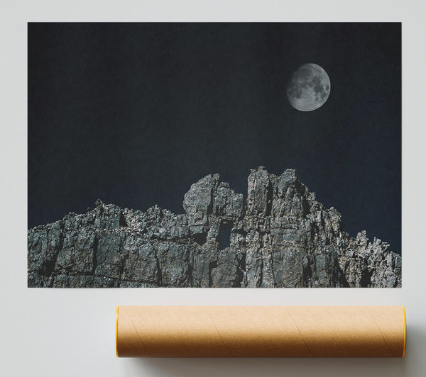 Gray Moonlit Cliffs Giclee Print