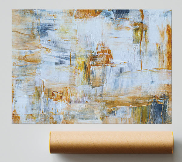 Golden White Abstract Poster