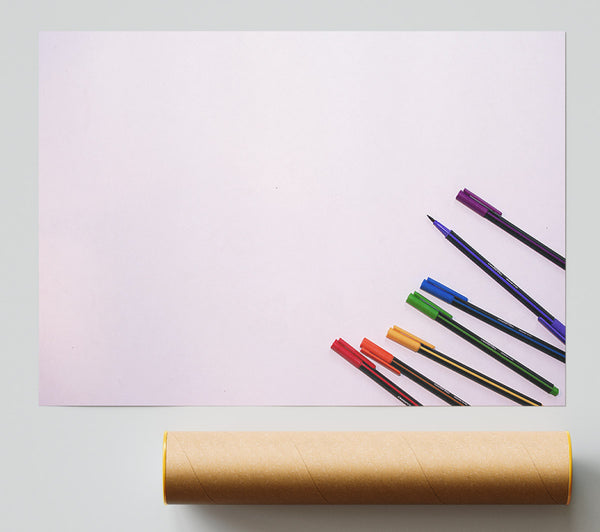 Purple Pencils On White Print