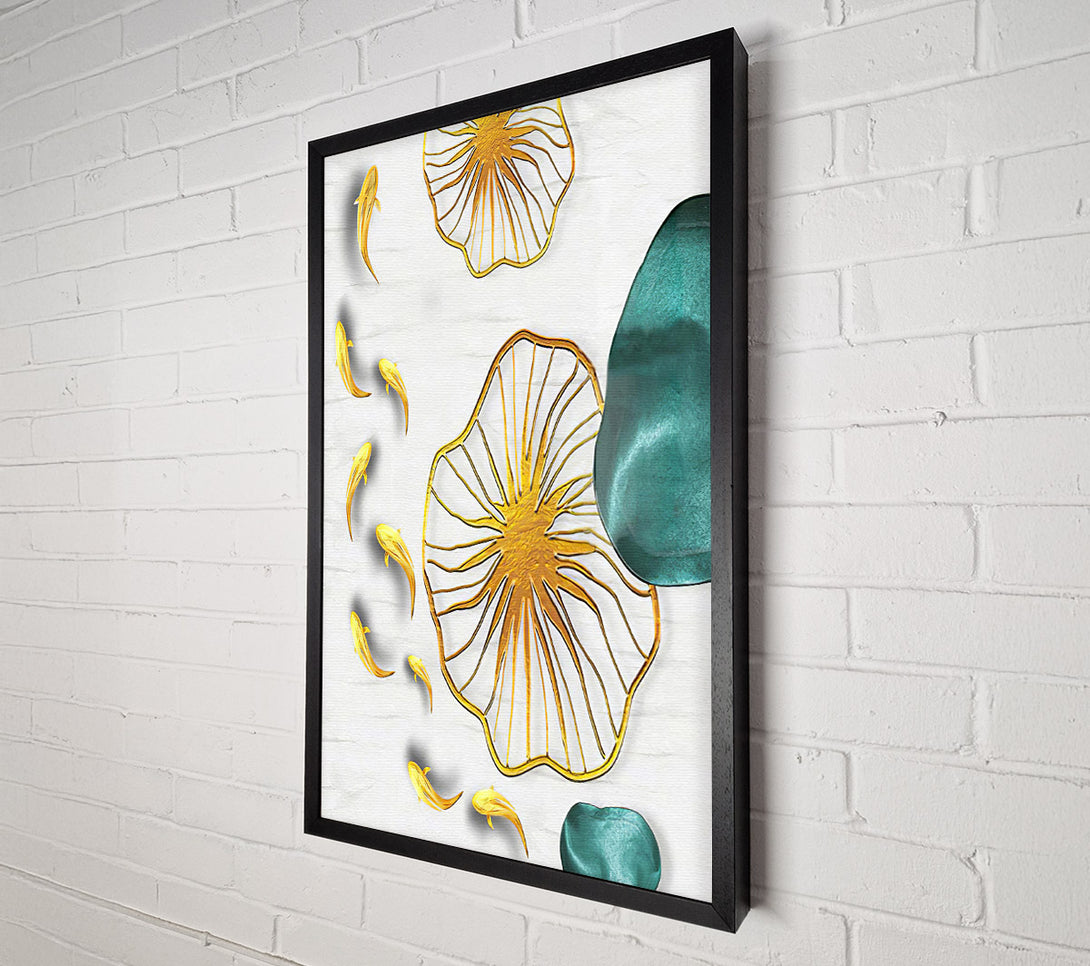  A Canvas Print of Fish Swimming Around Shapes Canvas Print