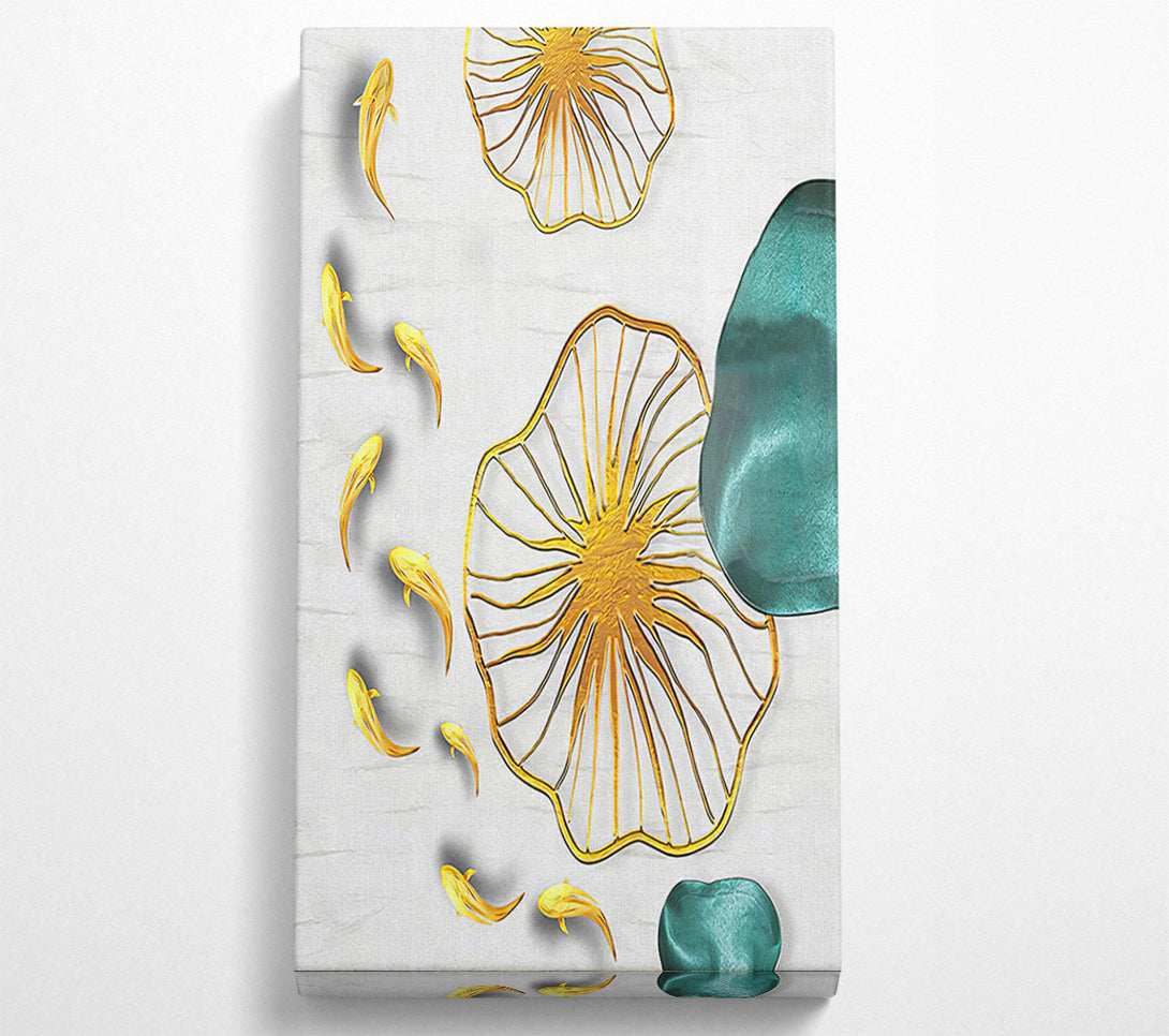  A Canvas Print of Fish Swimming Around Shapes Canvas Print