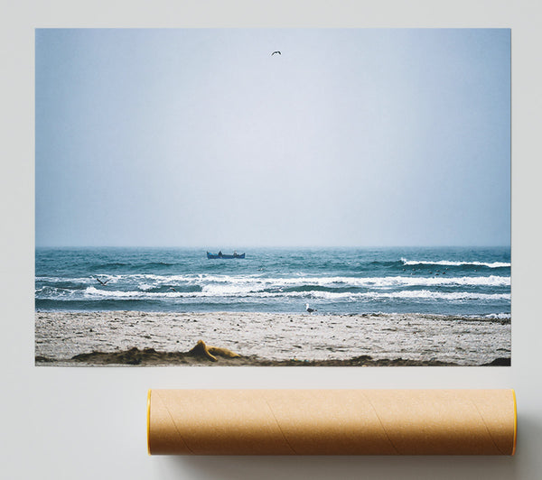 Blue Ocean Solitude Poster