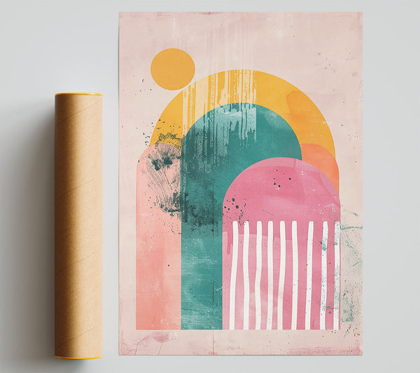 Pink Abstract Arches Giclee Print