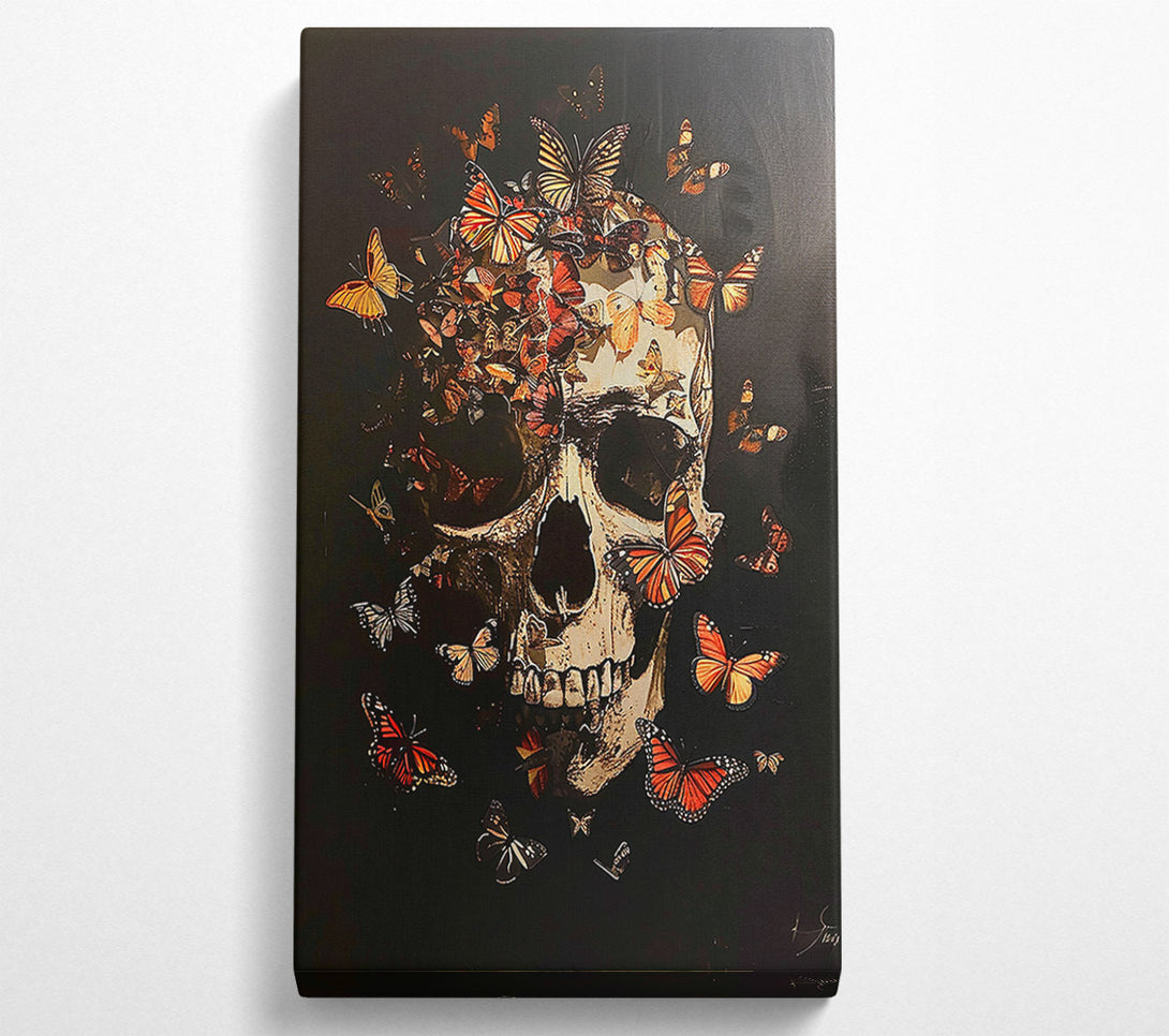  A Canvas Print of Orange Butterfly Skull Canvas Art
