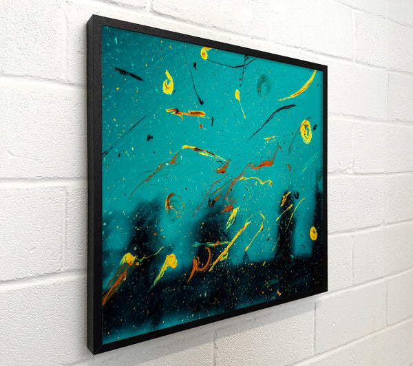 Teal And Yellow Drips