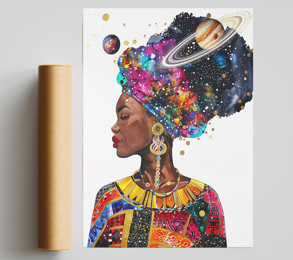 Golden Cosmic Queen Print