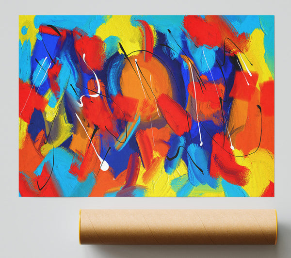Red Swirls Of Blue Print