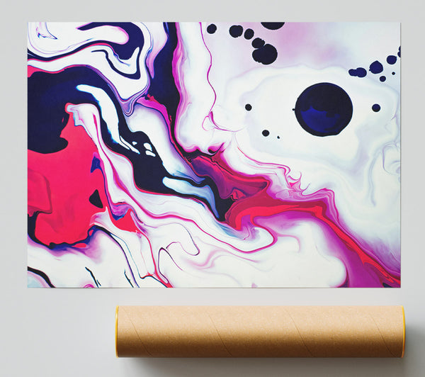 Crimson Swirls And Dots Poster