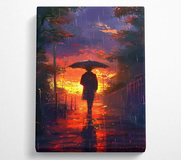  A Canvas Print of Crimson Rain Walk Canvas Wall Art