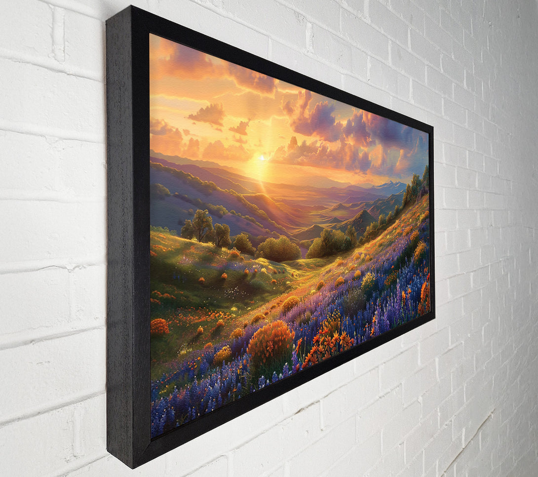  A Canvas Print of Golden Sunset Hills Canvas Print