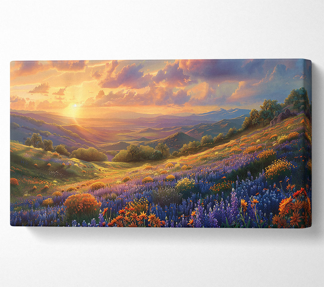  A Canvas Print of Golden Sunset Hills Canvas Print