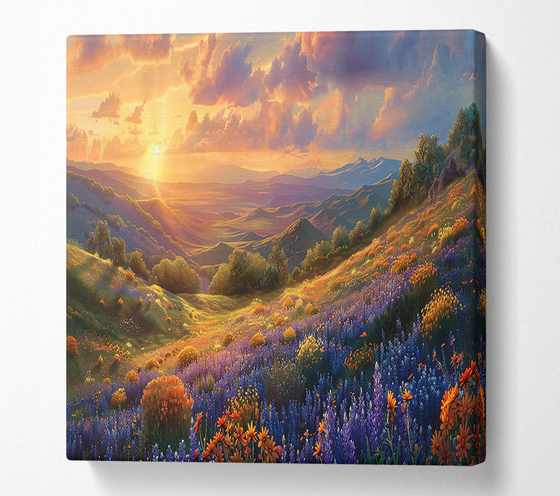  A Canvas Print of Golden Sunset Hills Canvas Print