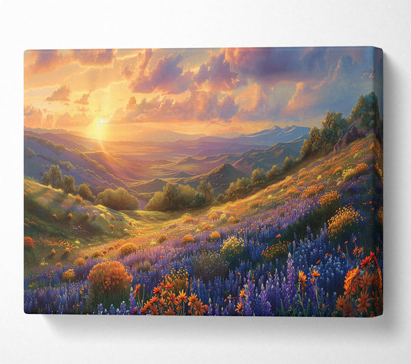  A Canvas Print of Golden Sunset Hills Canvas Print