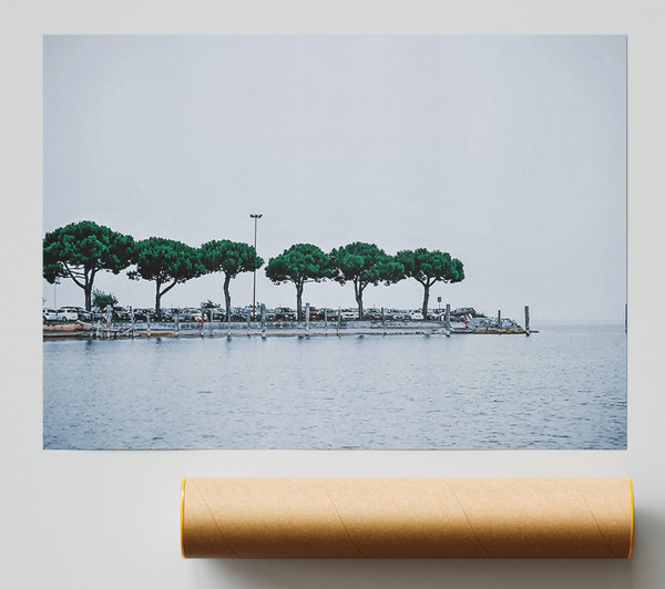 Green Trees By The Water Poster