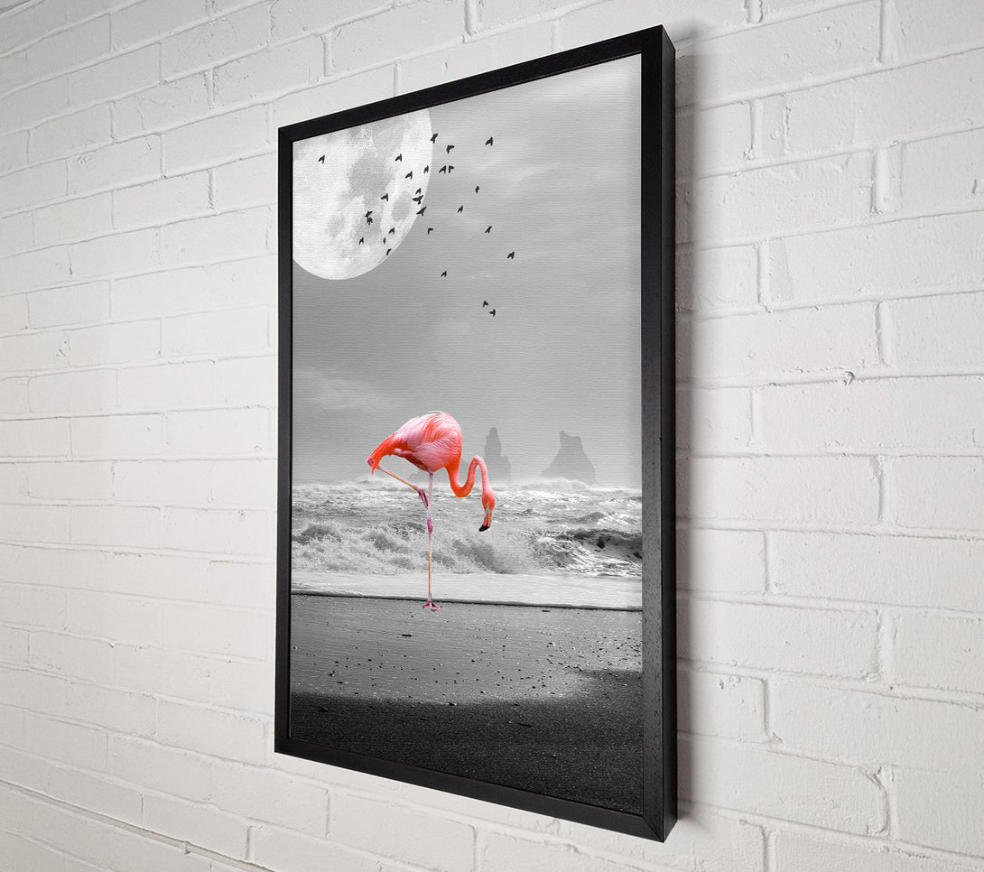  A Canvas Print of Flamingo Night Moon Canvas Wall Art