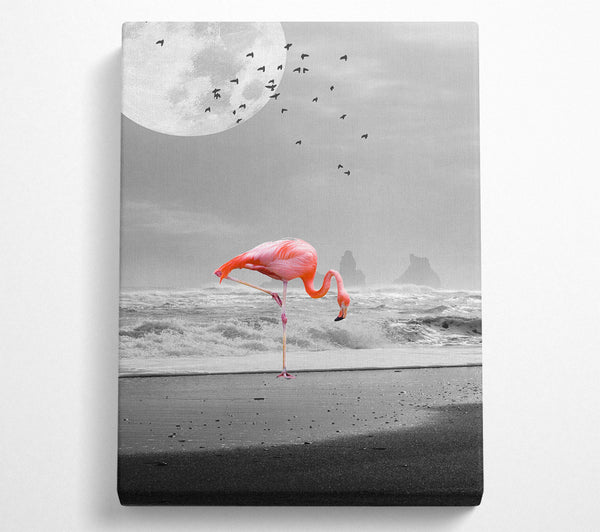  A Canvas Print of Flamingo Night Moon Canvas Wall Art