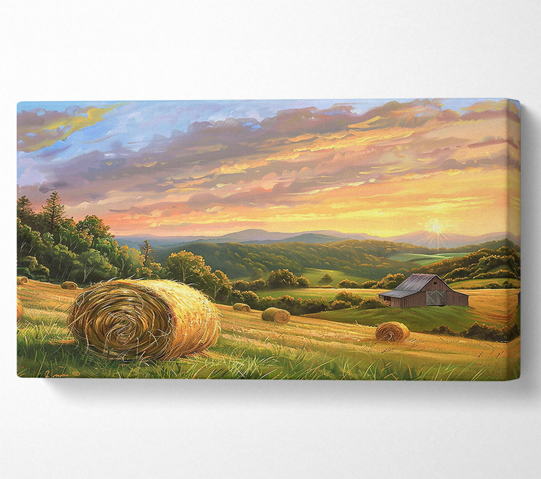  A Canvas Print of Golden Hay Sunset Canvas Wall Art