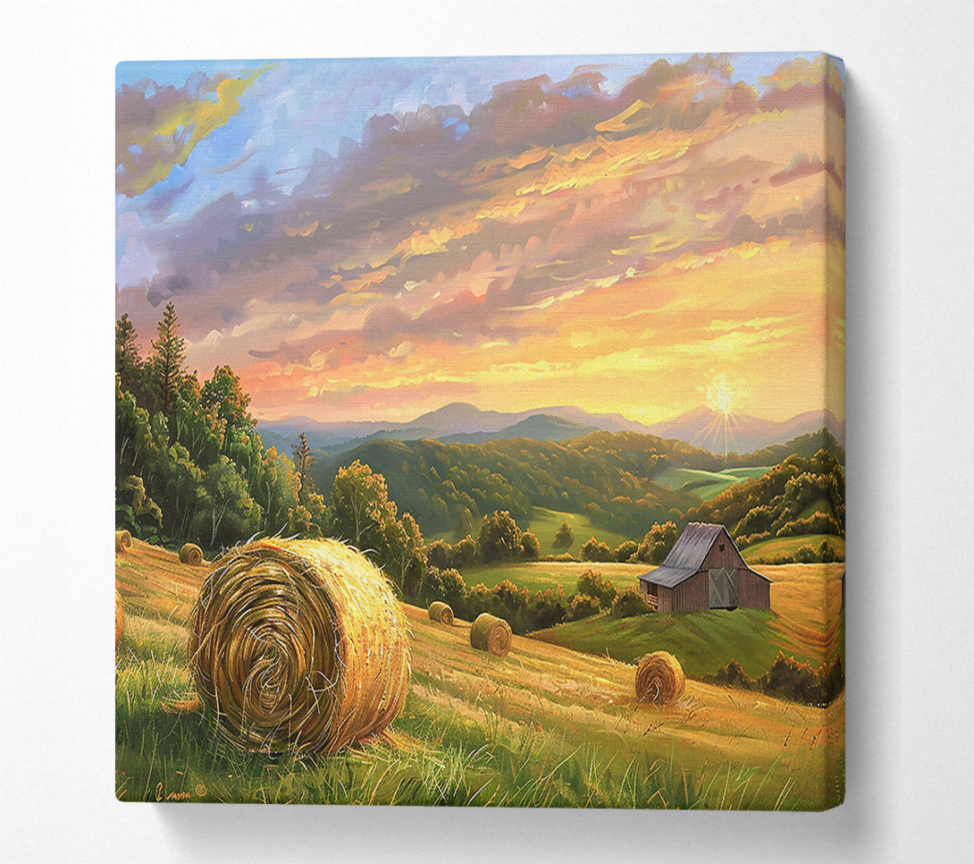  A Canvas Print of Golden Hay Sunset Canvas Wall Art