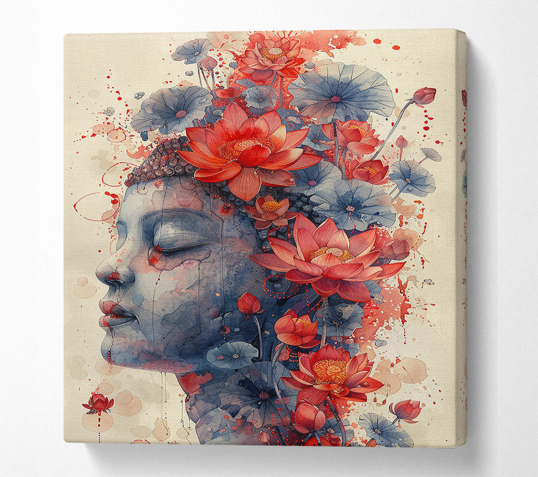  A Canvas Print of Floral Buddha Canvas Wall Art