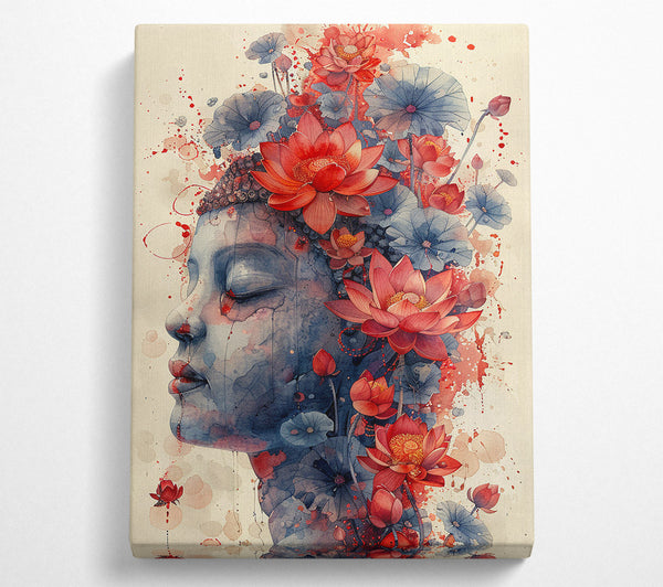  A Canvas Print of Floral Buddha Canvas Wall Art