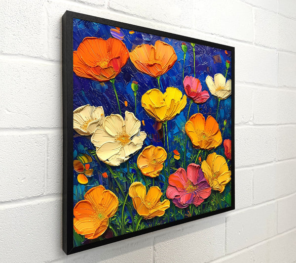 Orange Blooms On Blue