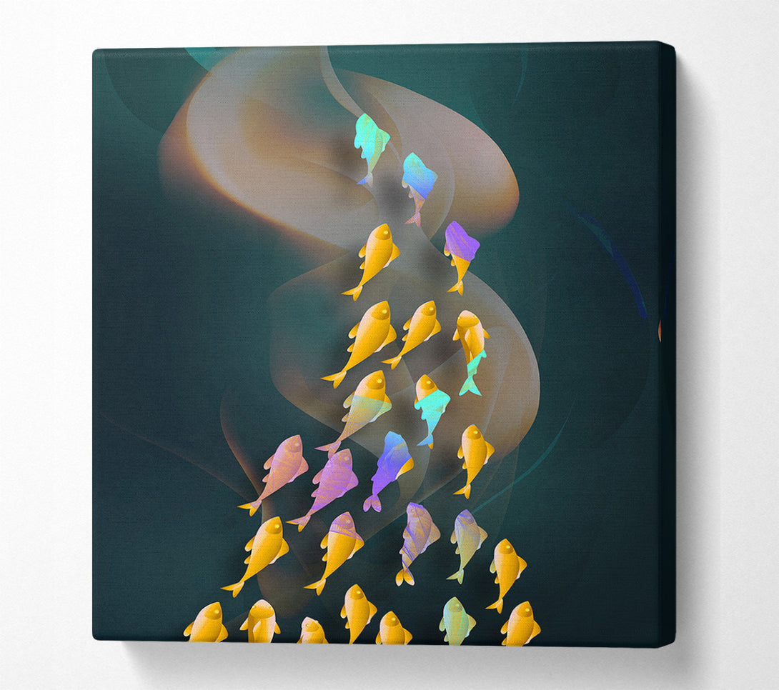  A Canvas Print of Flow Of Fish Gold Canvas Print