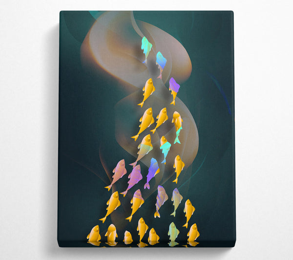  A Canvas Print of Flow Of Fish Gold Canvas Print
