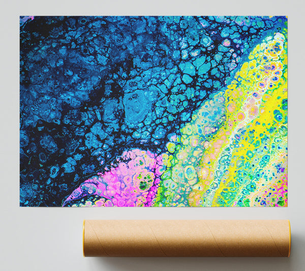 Azure & Yellow Swirls Poster