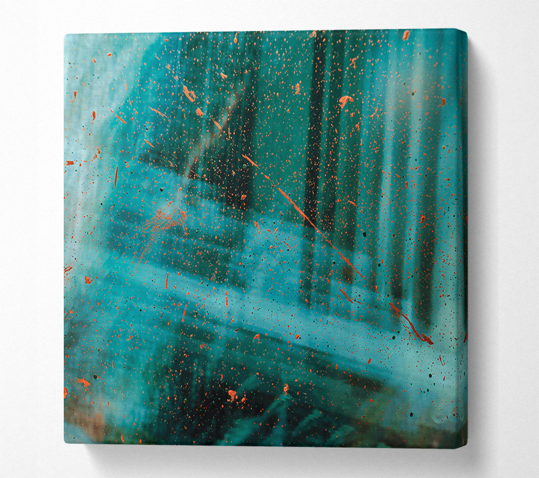  A Canvas Print of Teal Splashes Of Rust Canvas Print