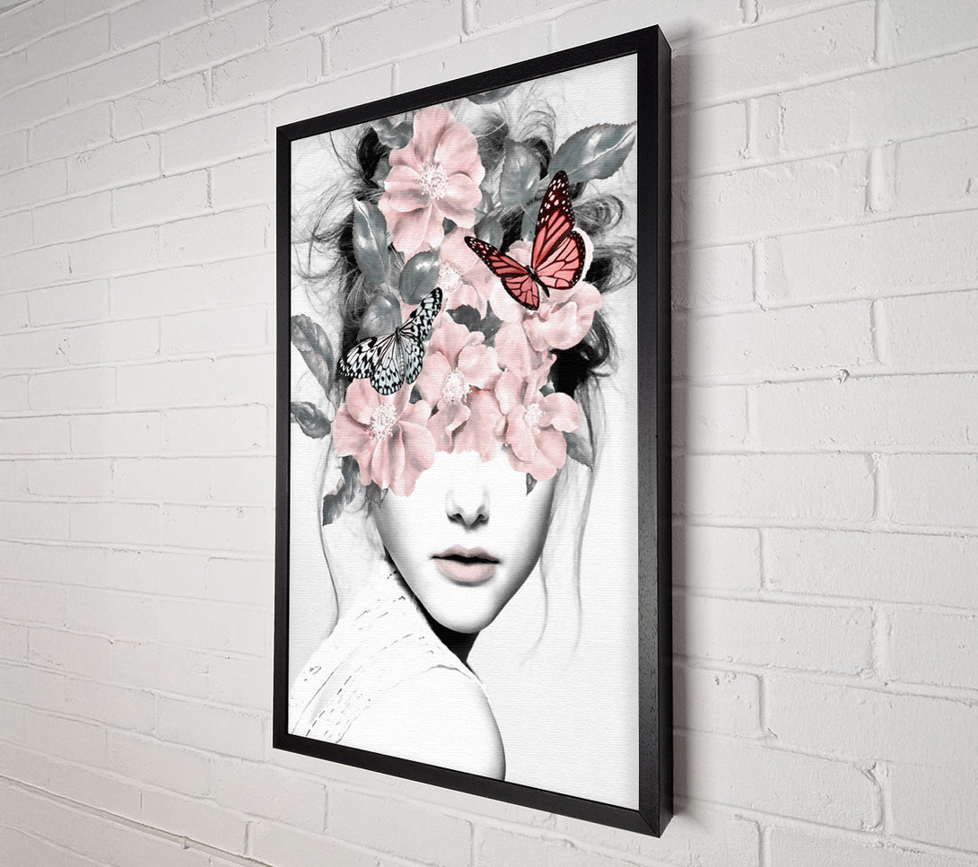  A Canvas Print of Flower And Butterfly Face Canvas Art