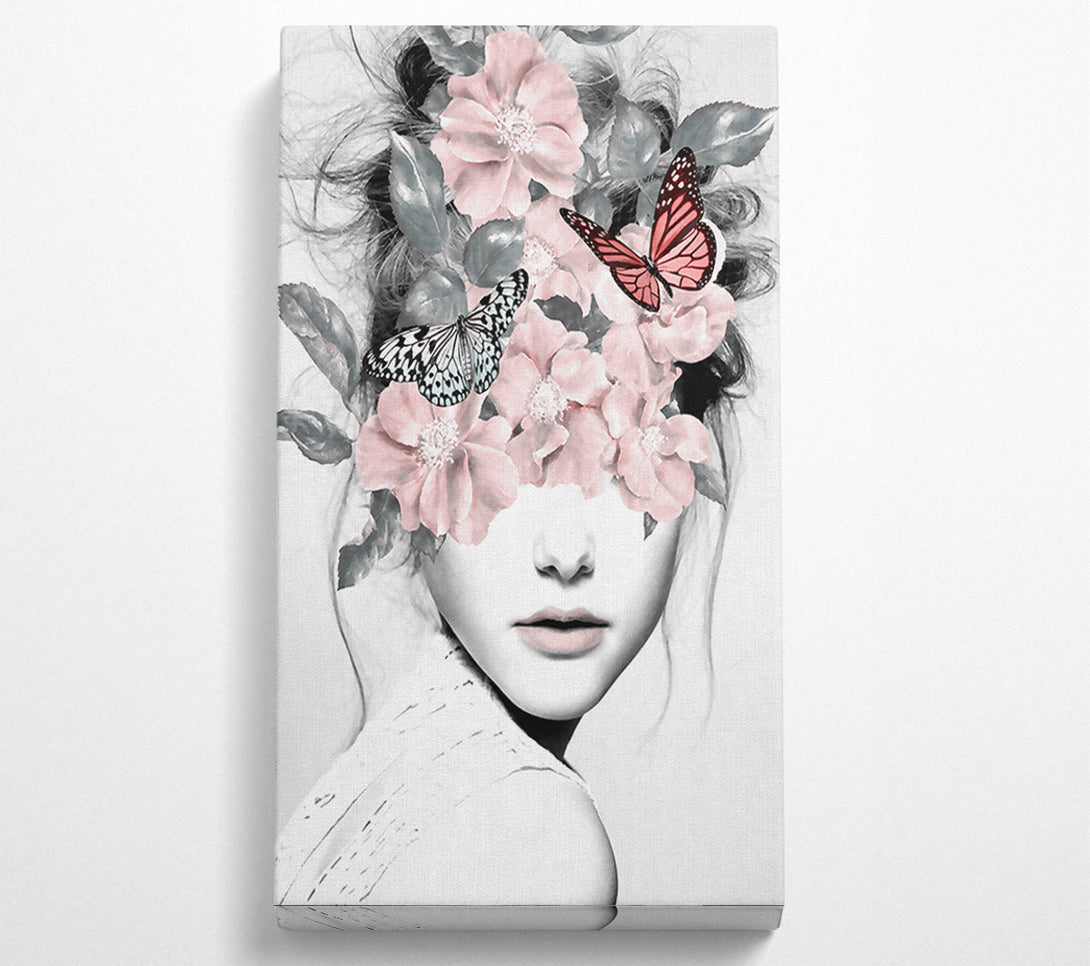  A Canvas Print of Flower And Butterfly Face Canvas Art