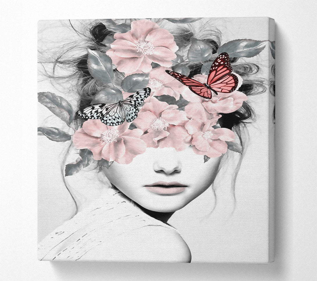  A Canvas Print of Flower And Butterfly Face Canvas Art