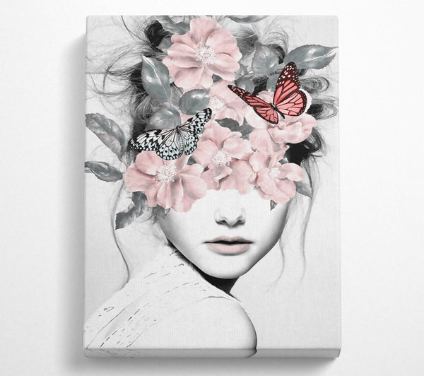  A Canvas Print of Flower And Butterfly Face Canvas Art