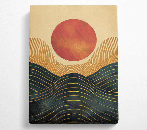  A Canvas Print of Crimson Sunset Waves Canvas Print